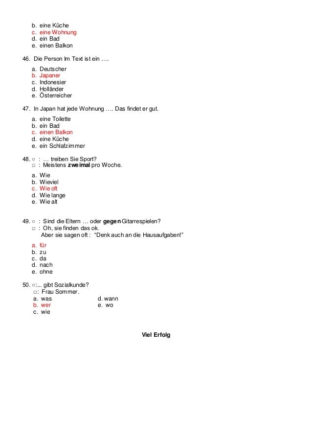 Soal Bahasa Jerman Kelas 10
