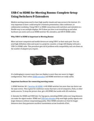USB-C to HDMI for Meeting Rooms_ Complete Setup Using Switchers