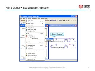 Plot Settings> Eye Diagram> Enable
Select “Enable”
5All Rights Reserved Copyright (C) Bee Technologies Inc.2010