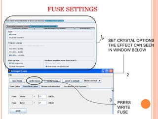 FUSE SETTINGS SET CRYSTAL OPTIONS THE EFFECT CAN SEEN IN WINDOW BELOW PREES WRITE FUSE 1 2 3 