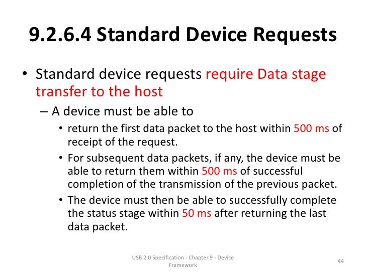 USB Specification 2.0 Chapter 9 Device Framework