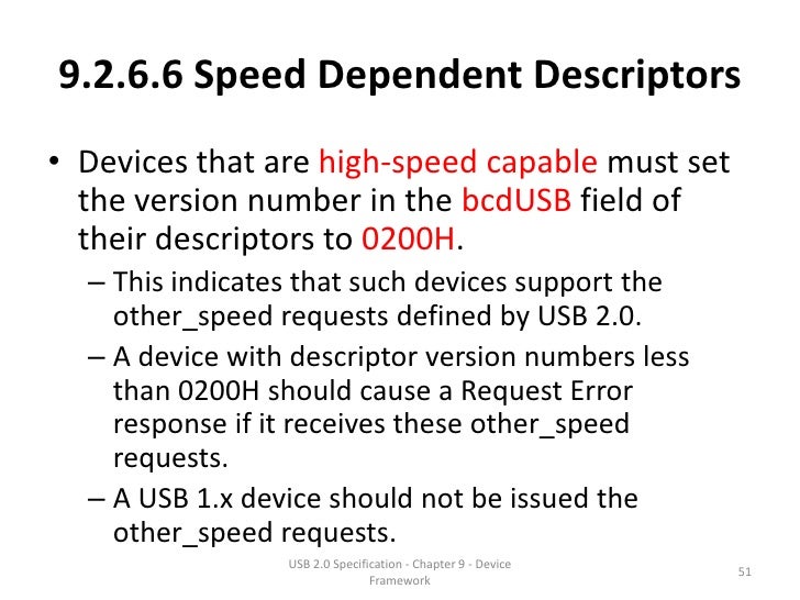 USB Specification 2.0 Chapter 9 Device Framework
