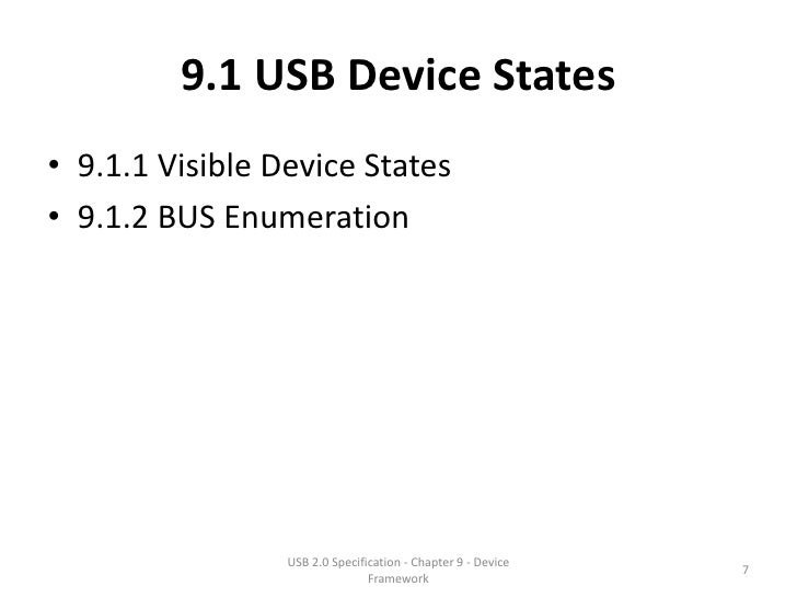 USB Specification 2.0 Chapter 9 Device Framework