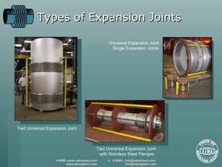 Types of Expansion Joints Tied Universal Expansion Joint Tied Universal Expansion Joint  with Stainless Steel Flanges Universal Expansion Joint  Single Expansion Joints 