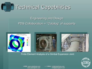 Technical Capabilities Engineering and Design PDS Collaboration + “Catalog” of supports Finite Element Analysis of a Gimbal Expansion Joint 