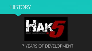 HISTORY
7 YEARS OF DEVELOPMENT
 
