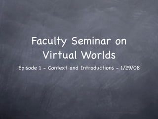 USC Faculty Seminar 1.29.08