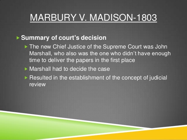 what was the decision in marbury v madison