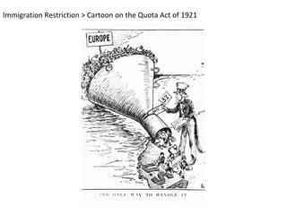 Immigration Restriction > Cartoon on the Quota Act of 1921
 