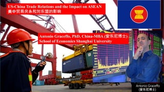 US-China Trade Relations and the Impact on ASEAN
美中贸易关系和对东盟的影响
Antonio Graceffo, PhD, China-MBA (安东尼博士)
School of Economics Shanghai University
Antonio Graceffo
(安东尼博士))
 
