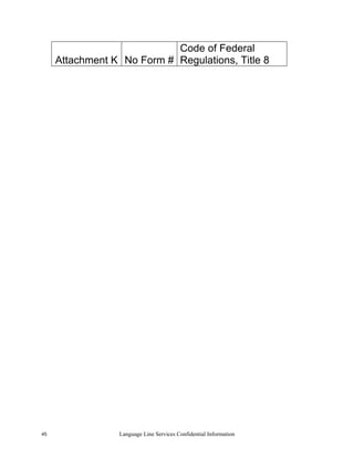 Code of Federal
     Attachment K No Form # Regulations, Title 8




45               Language Line Services Confidential Information
 