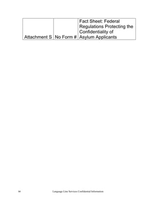 Fact Sheet: Federal
                            Regulations Protecting the
                            Confidentiality of
     Attachment S No Form # Asylum Applicants




64               Language Line Services Confidential Information
 