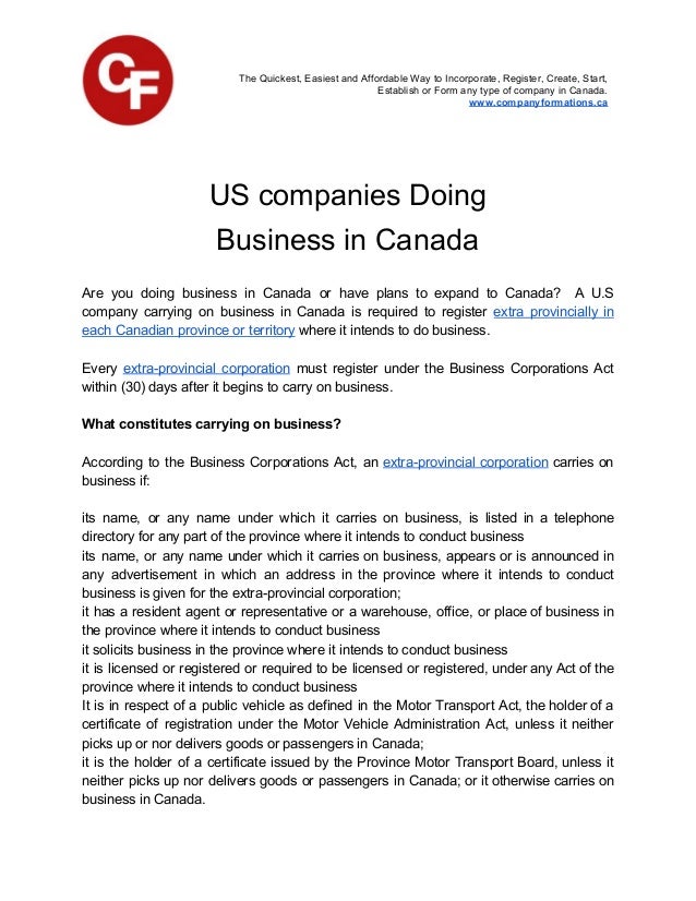 Us Companies Doing Business In Canada Us Companies Doing Business In Canada 1 638