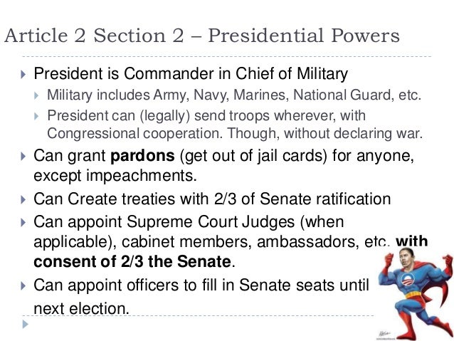 Presidential Powers under the U. S. Constitution article 2 presidential powers