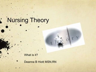 Nursing Theory




     What is it?

     Deanna B Hiott MSN,RN
 