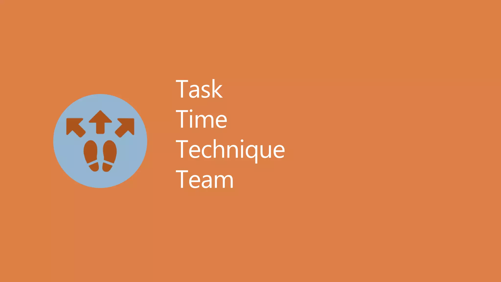 Task
Time
Technique
Team
 