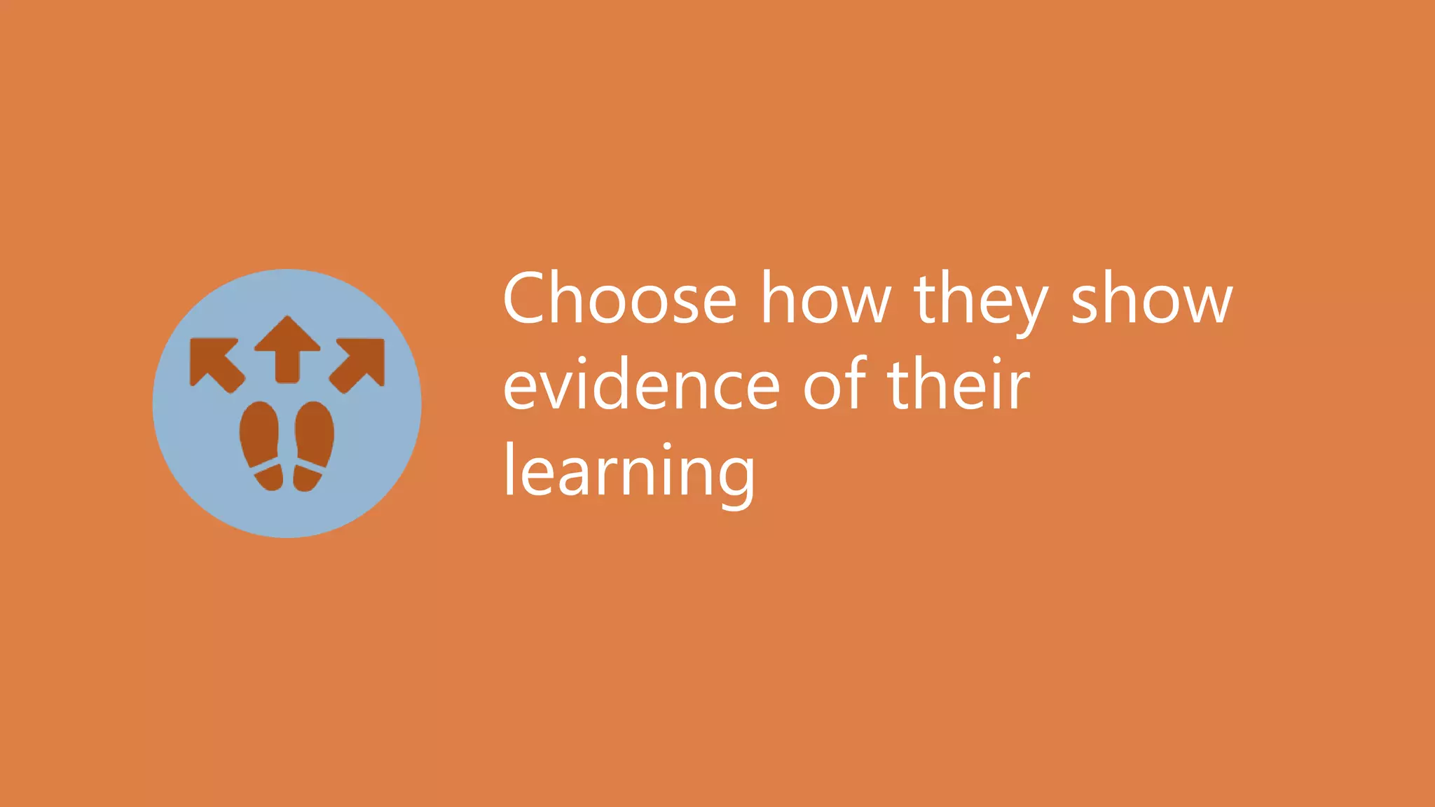 Choose how they show
evidence of their
learning
 