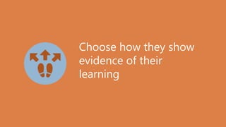 Choose how they show
evidence of their
learning
 