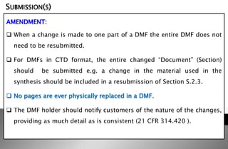 US DMF Preparation and submission | PPTX