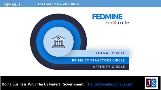 Doing Business With The US Federal Government Hello@JenniferSchaus.com
The FedCircle – our Client
 