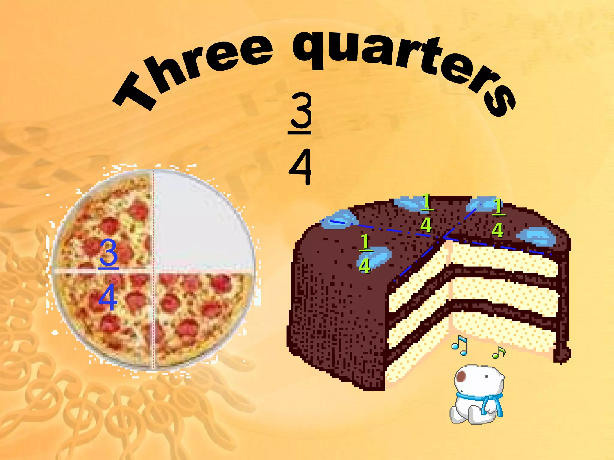 3 4 Three quarters 3 4 1 4 1 4 1 4