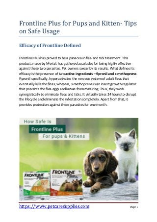 Frontline Plus for Pups and Kitten- Tips on Safe Usage