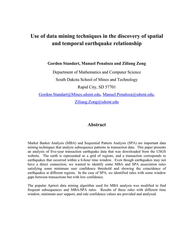 Use of data mining techniques in the discovery of spatial and ... | PDF
