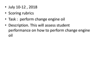 procedure for changing oil and apply lubricant | PPTX