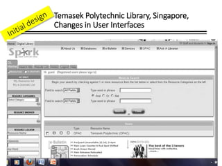 Temasek Polytechnic Library, Singapore,
Changes in User Interfaces
 