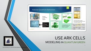 USE ARK CELLS
MODELING IN QUANTUM GREEN
Brij Consulting, LLC, Use Ark Cells, Modeling in Quantum Green
1
 