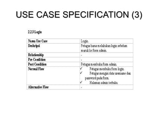 USE CASE SPECIFICATION (3) 