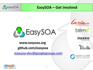 EasySOA – Get involved




   www.easysoa.org
  github.com/easysoa
easysoa-dev@googlegroups.com


                  27
 
