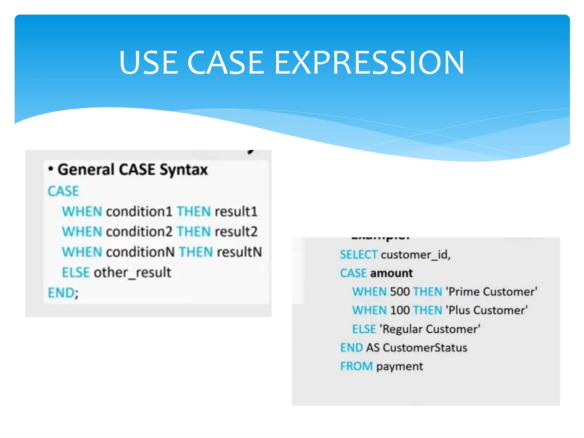 USE CASE EXPRESSION
 