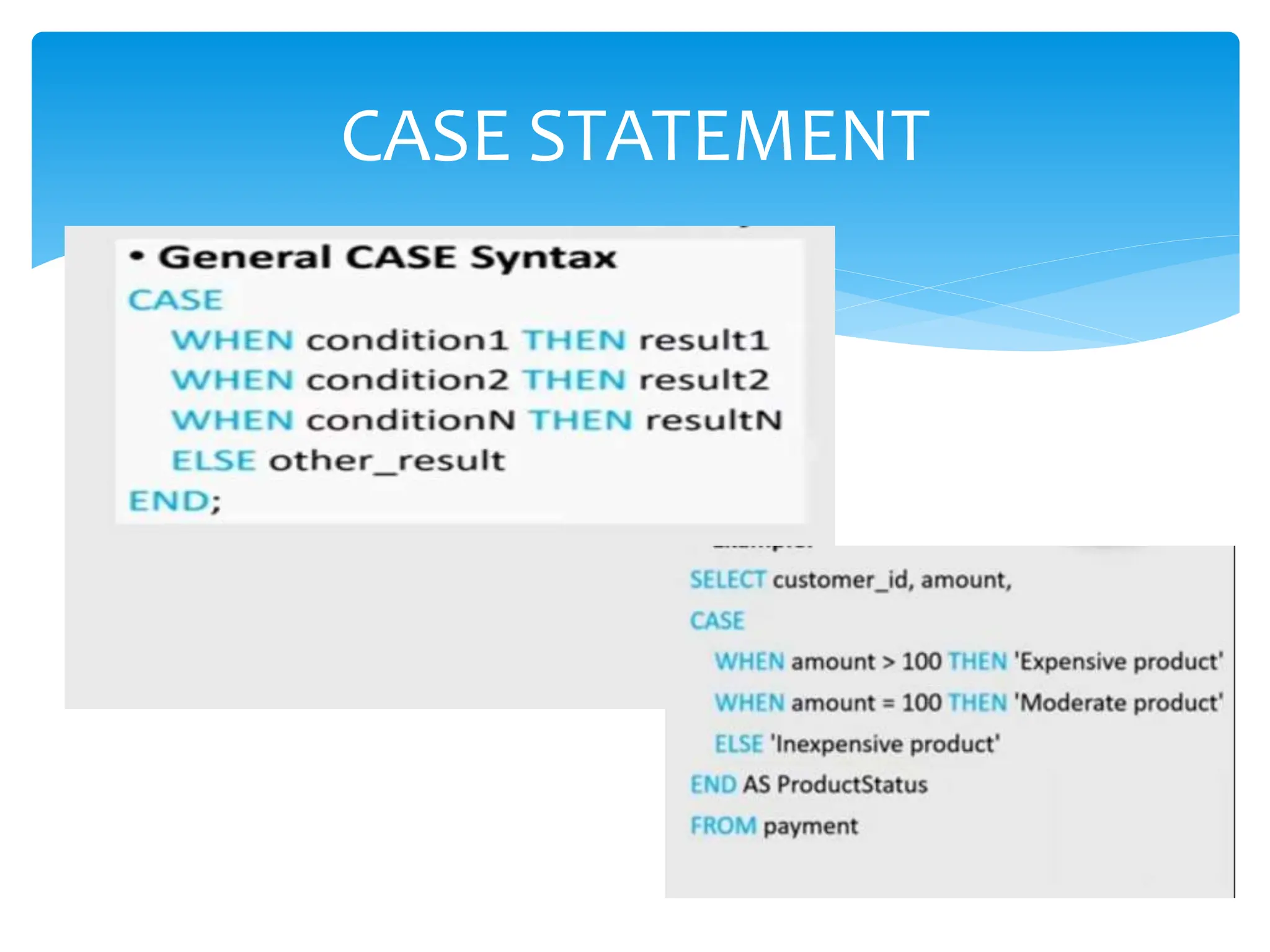 CASE STATEMENT
 