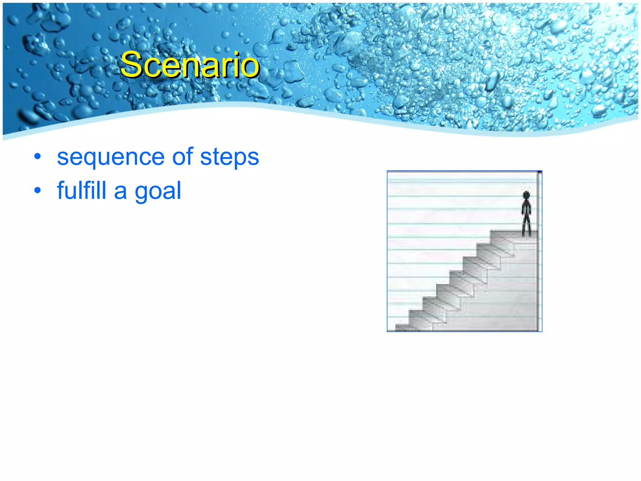 Scenario sequence of steps fulfill a goal 