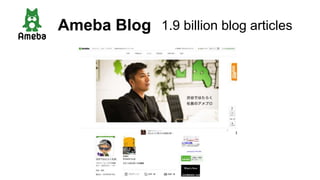 Ameba Blog 1.9 billion blog articles
 