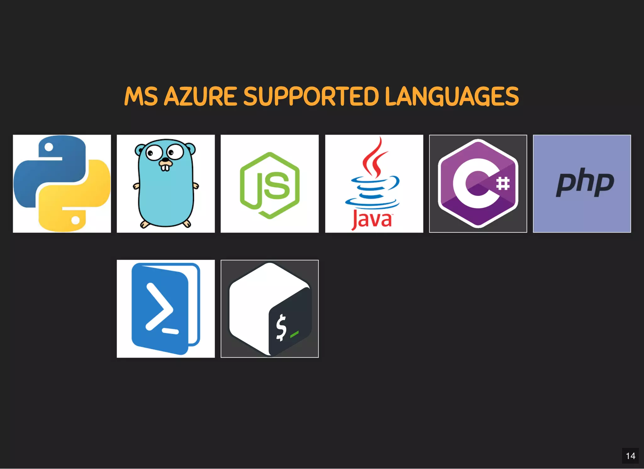 5/7/2019 MLSDev
localhost:8000/?print-pdﬁ#/ 34/80
MS AZURE SUPPORTED LANGUAGESMS AZURE SUPPORTED LANGUAGES
14
 