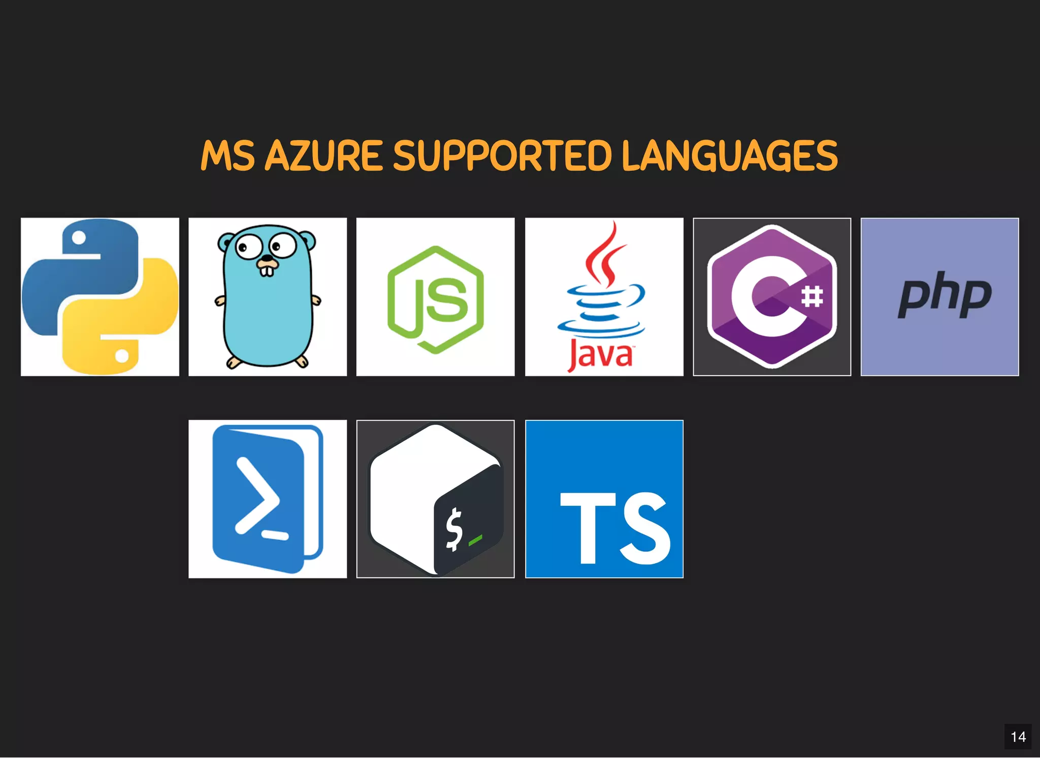5/7/2019 MLSDev
localhost:8000/?print-pdﬁ#/ 35/80
MS AZURE SUPPORTED LANGUAGESMS AZURE SUPPORTED LANGUAGES
14
 