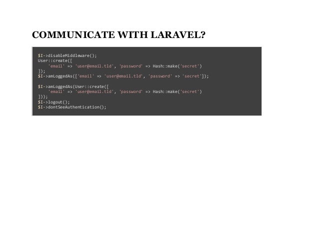 Use codeception to fill the gap between unit testing and  