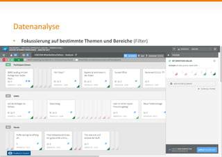 Datenanalyse
13
• Fokussierung auf bestimmte Themen und Bereiche (Filter)
 