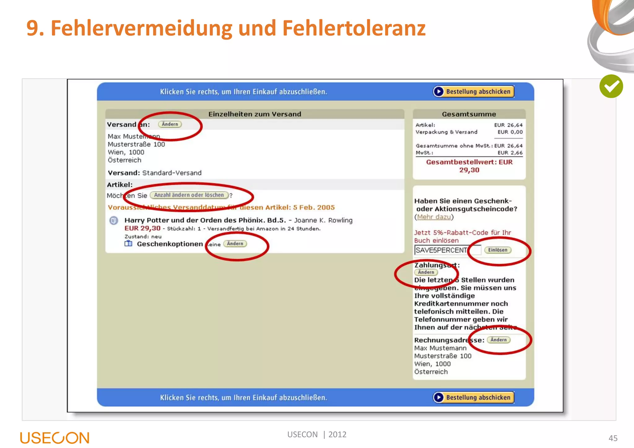 9. Fehlervermeidung und Fehlertoleranz

USECON | 2012

45

 