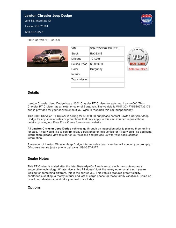 Used 2002 Chrysler Pt Cruiser Wichita Falls Tx