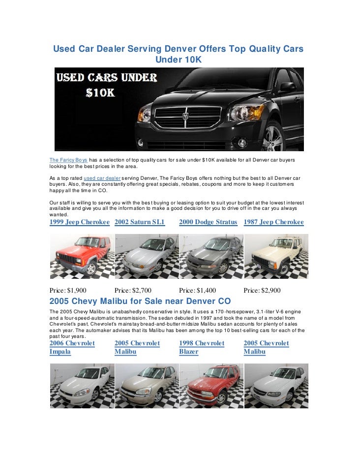 Used car dealer serving denver offers top quality cars under 10 k
