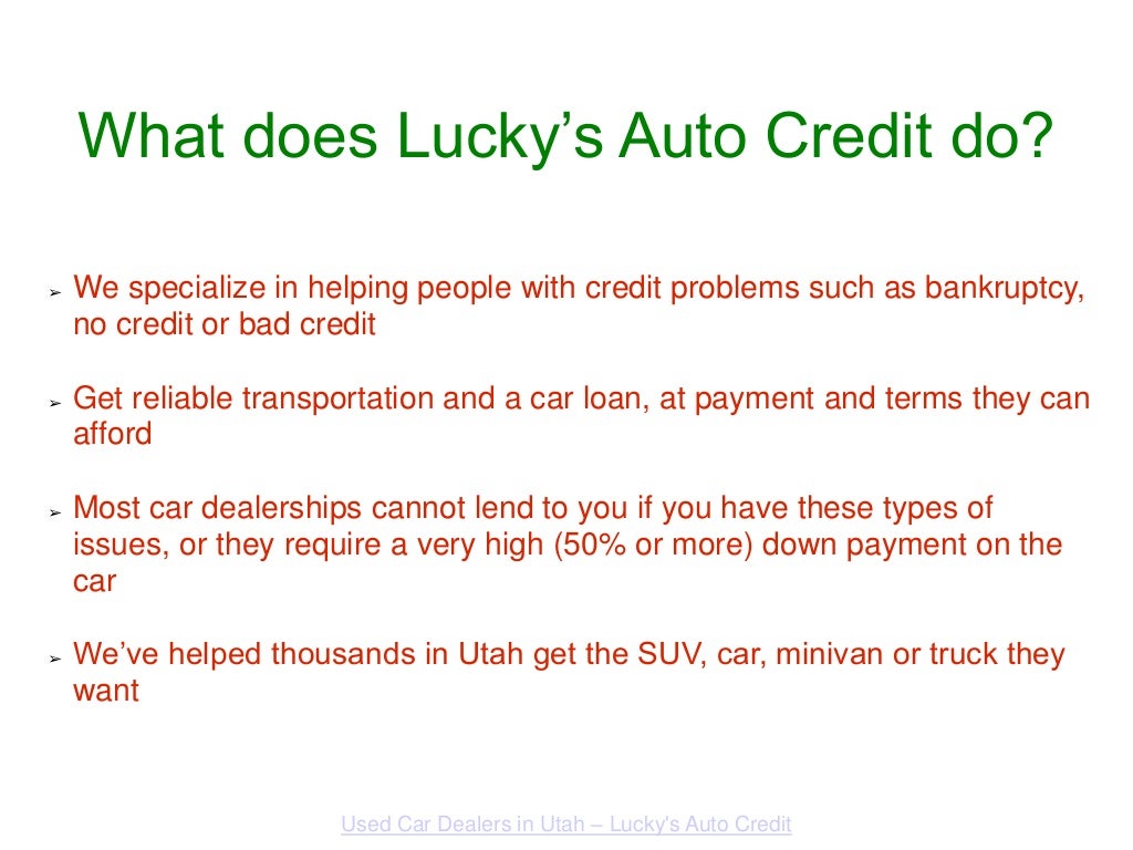 Used car dealers in utah lucky's auto credit