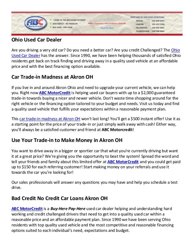 Used Car Dealer Specials Akron Ohio