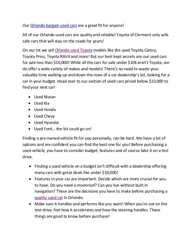 Used cars in Orlando under 10k