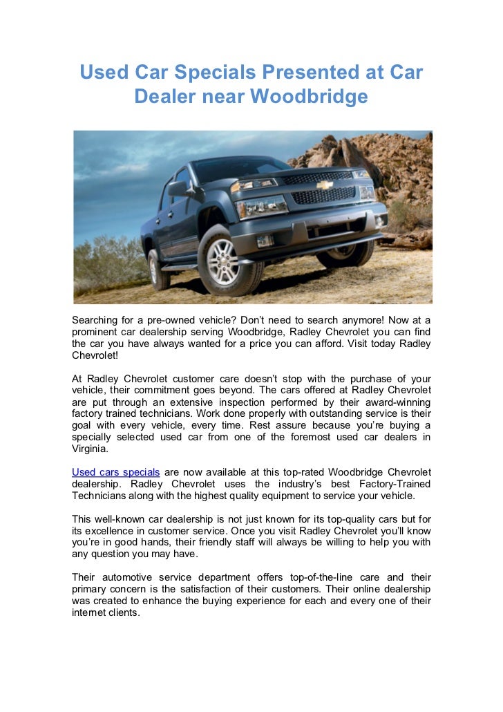 Used Car Specials Presented at Car Dealer near Woodbridge