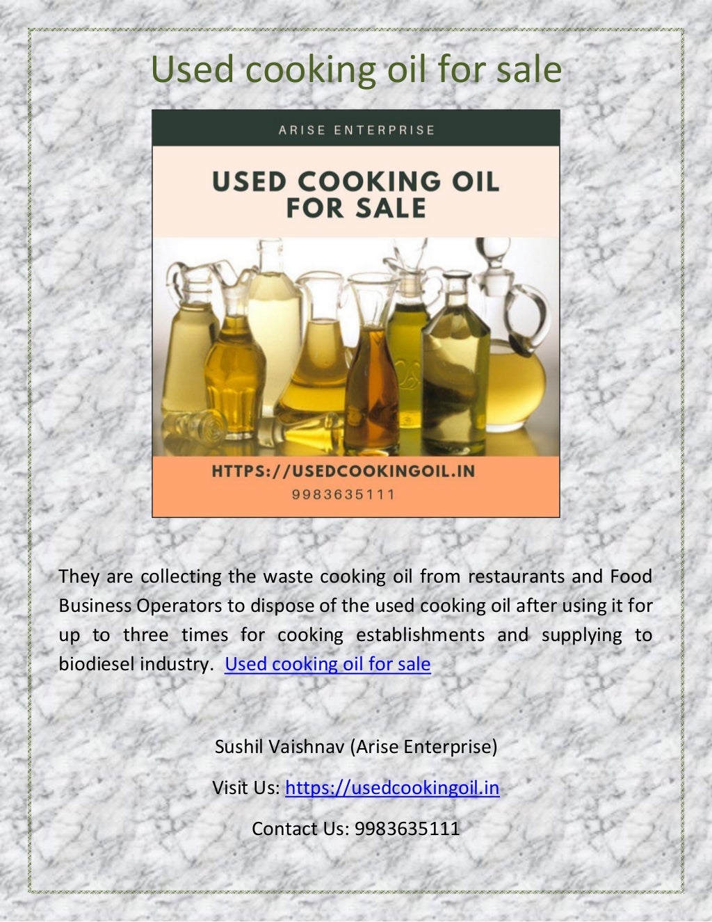 Used cooking oil for sale