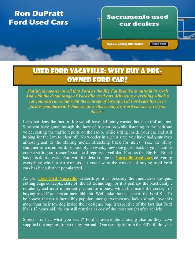 Used ford Vacaville Why Buy A PreOwned Ford Car?