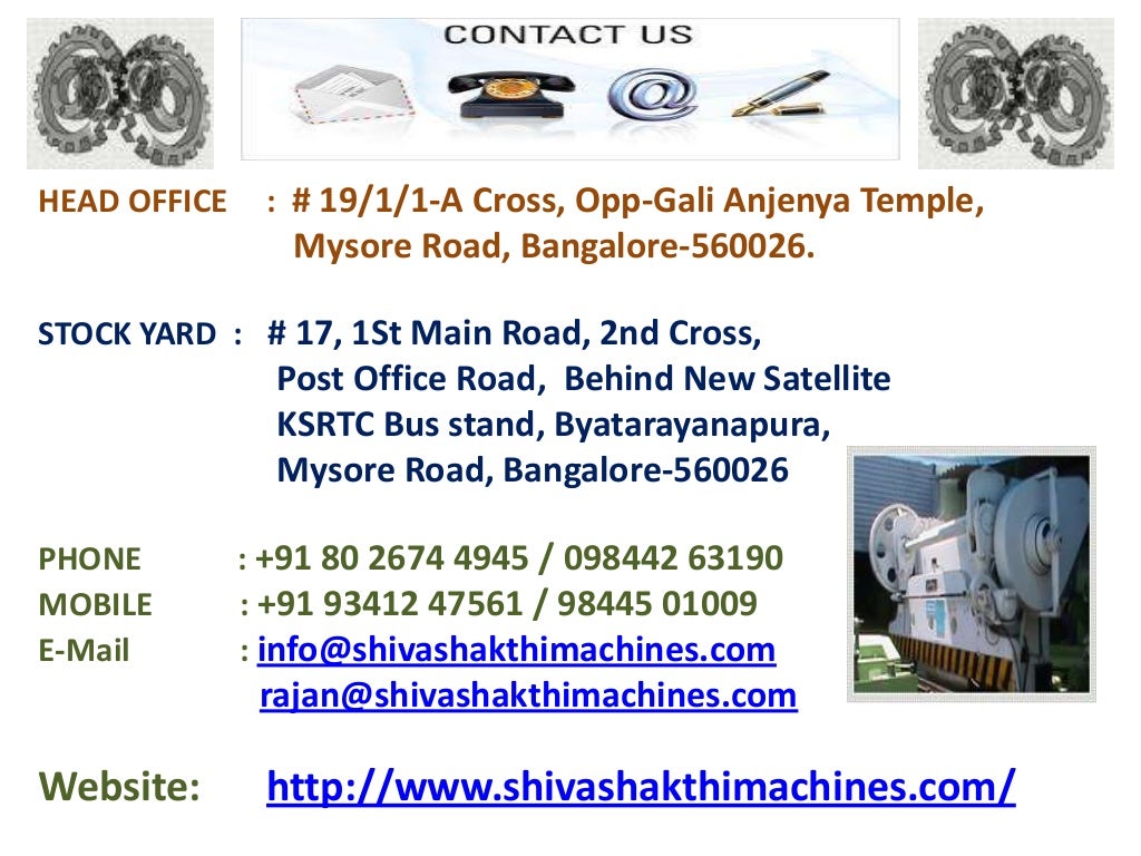 Used machines in bangalore, used cnc machines in bangalore